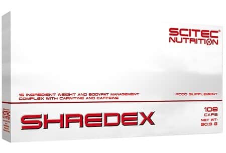Boîte de complément alimentaire SHREDEX Scitec Nutrition.