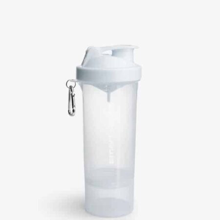 Gourde transparente Smartshake avec mousqueton.