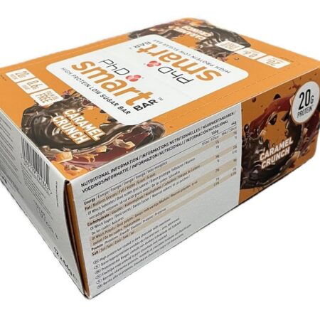 Boîte de barres protéinées goût caramel.