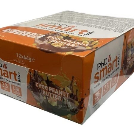 Boîte de barres protéinées PhD Smart, goût chocolat-cacahuète.