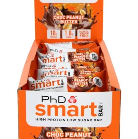 Boîte de barres protéinées PhD Smart saveur beurre de cacahuète.