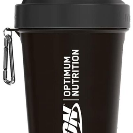 Shaker noir Optimum Nutrition pour compléments sportifs.