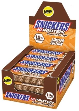Boîte Snickers Haute Protéine Beurre de Cacahuète.