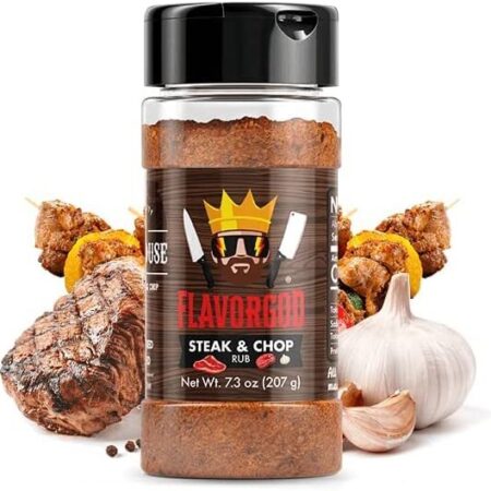 Épices pour steak FlavorGod, viandes et ail.
