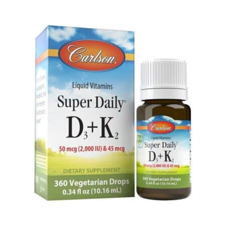 Complément vitaminé liquide D3+K2 Carlson.