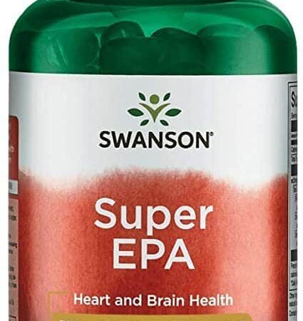 Flacon "Super EPA" compléments Swanson pour cœur et cerveau.