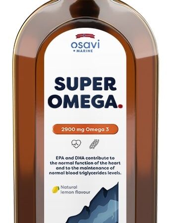Flacon "Super Omega" complément alimentaire riche en Omega-3.