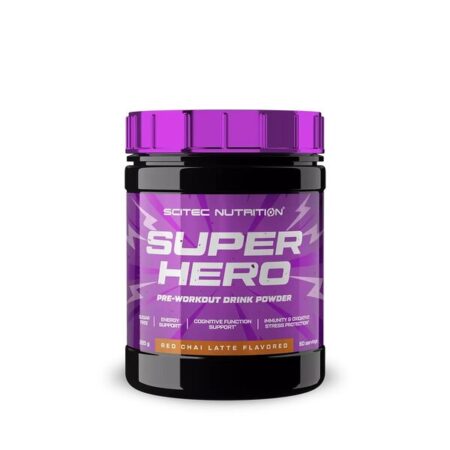Pot de complément pré-entraînement SUPER HERO Scitec Nutrition.