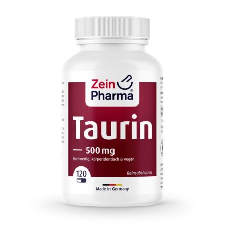 Pot de taurine 500 mg Zein Pharma, supplément végan.