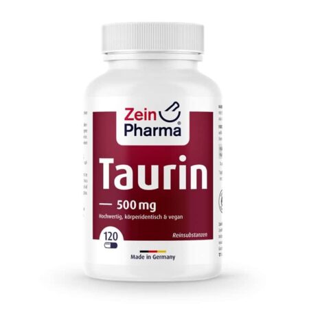 Pot de taurine 500 mg Zein Pharma, supplément végan.