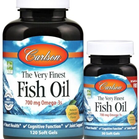 Huile de poisson Omega-3 Carlson, complément alimentaire.