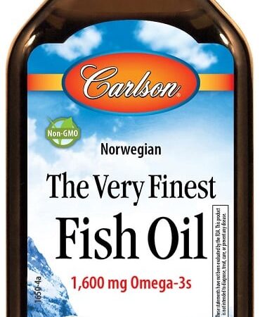 Flacon huile de poisson norvégienne omega-3 Carlson.