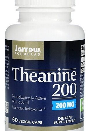 Bouteille de complément alimentaire Théanine 200mg Jarrow