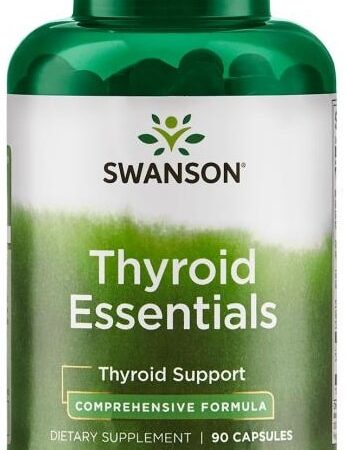 Flacon de compléments alimentaires Swanson Thyroid Essentials.