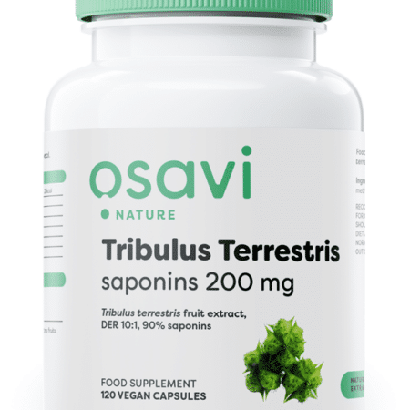 Flacon de complément alimentaire Tribulus Terrestris vegan.