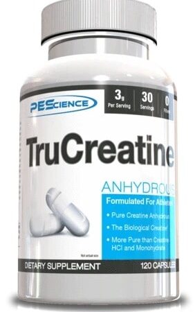Pot de complément alimentaire TruCreatine, 120 capsules.
