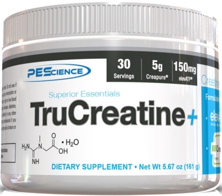 Pot de complément alimentaire TruCreatine+ de PEScience.