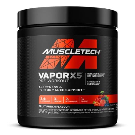 Pot de complément pre-workout MuscleTech VaporX5.