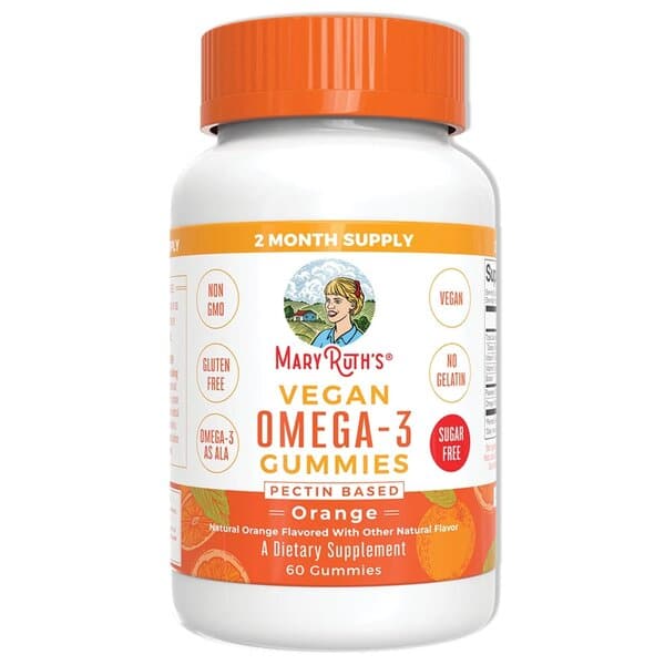 Flacon de compléments alimentaires végans Omega-3.