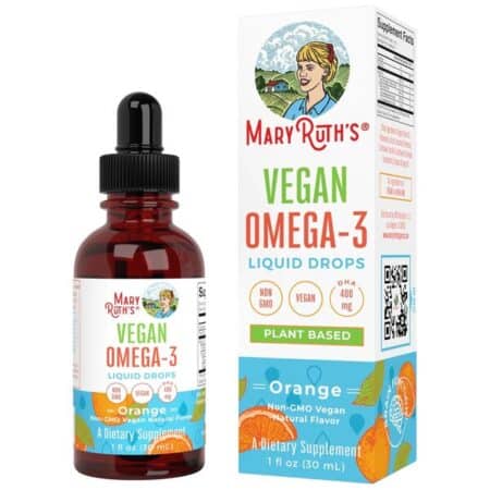 Complément vegan Omega-3 liquide, arôme orange.