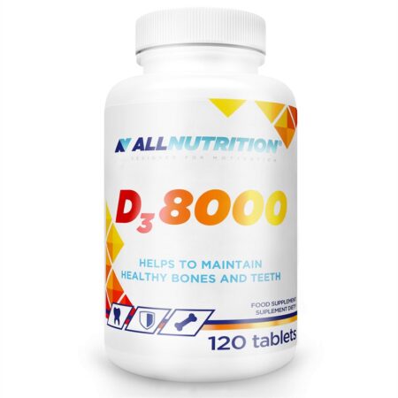 Pot de vitamine D3 8000 pour os sains.