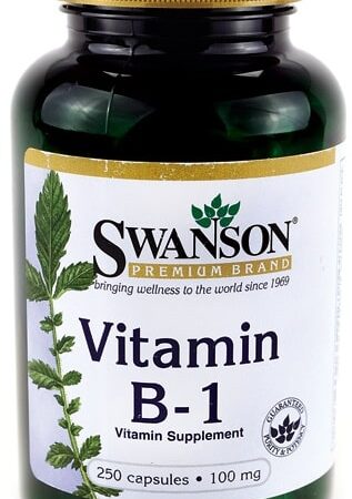 Flacon de vitamine B-1 Swanson, 250 capsules.