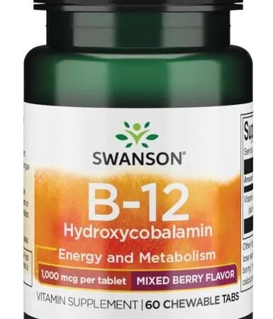 Flacon Swanson B-12 complément énergétique et métabolisme.