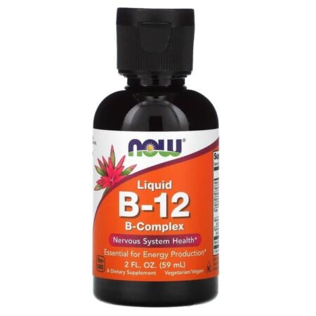 Flacon de vitamine B-12 liquide, complément alimentaire.