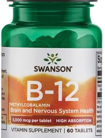 Flacon de vitamine B-12 Swanson, complément alimentaire.