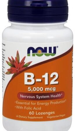Flacon de vitamine B-12, complément alimentaire.
