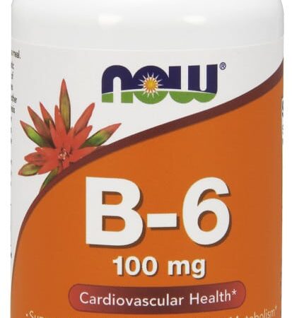 Bouteille de supplément vitaminique B-6 Now.