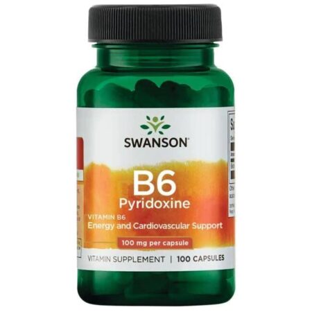 Flacon de vitamine B6 Swanson, 100 capsules.