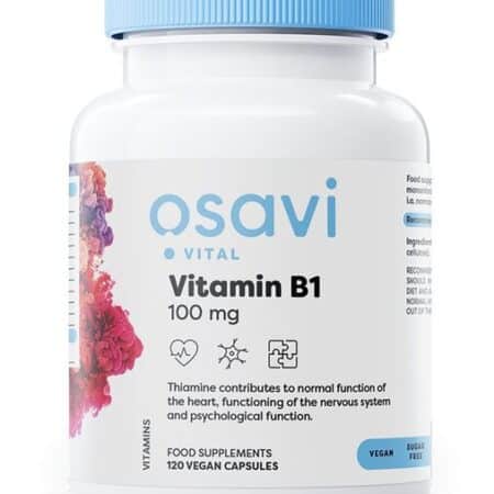 Flacon de vitamine B1 vegan, 120 capsules.