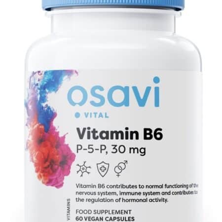 Bouteille de complément alimentaire vitamine B6 végan.