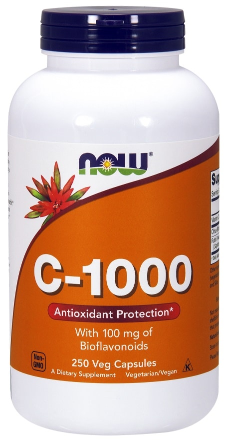 Flacon de capsules antioxydantes C-1000, complément alimentaire végétarien.