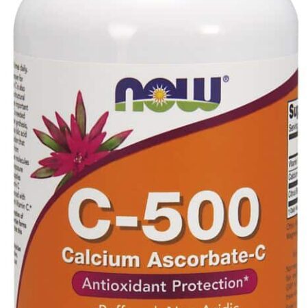 Flacon de supplément de vitamine C-500 Now.