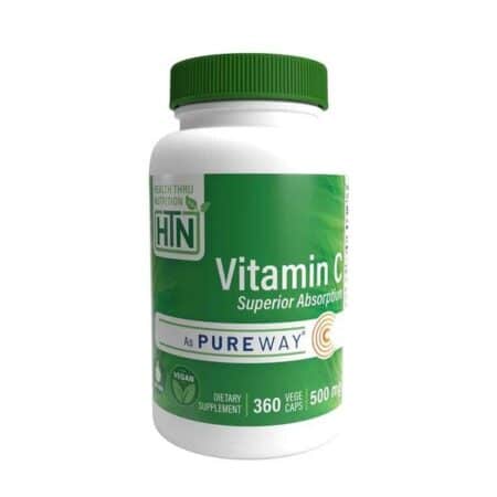 Pot de vitamine C, complément végan, 360 capsules.