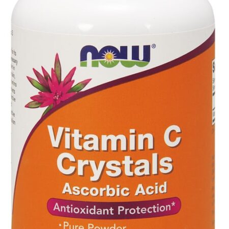 Pot de cristaux de Vitamine C, complément alimentaire.
