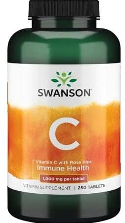 Flacon de vitamine C Swanson, complément alimentaire.