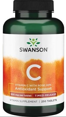 Pot de vitamine C Swanson avec églantier.