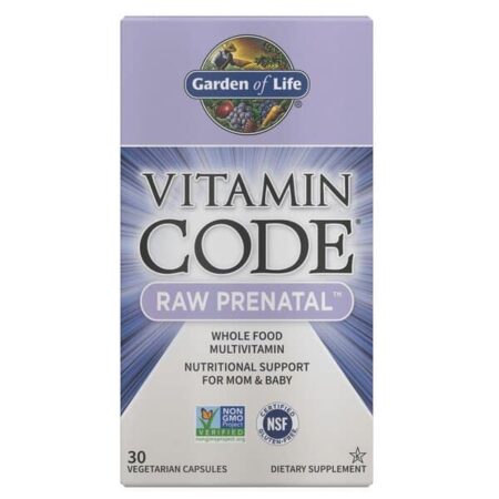 Multivitamines prénatales "Garden of Life" en emballage.