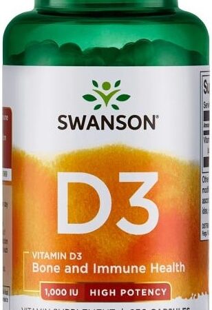 Flacon de vitamine D3 Swanson, complément alimentaire.