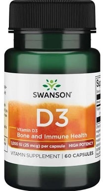 Flacon de vitamine D3 Swanson, complément santé.