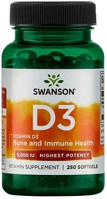 Complément de vitamine D3 Swanson, santé osseuse.