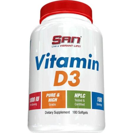Complément alimentaire vitamine D3, 180 capsules.