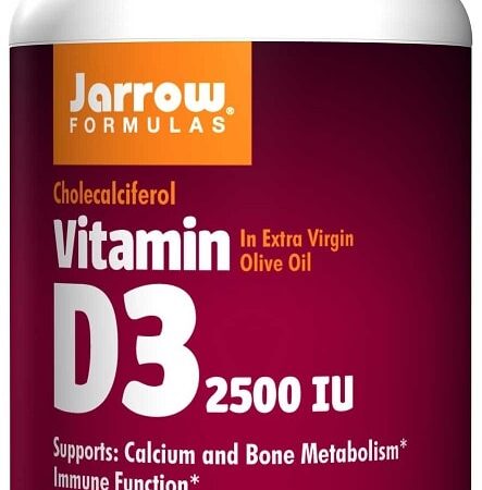 Flacon de vitamine D3, supplément alimentaire, Jarrow Formulas.