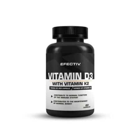 Flacon de vitamines D3 et K2.