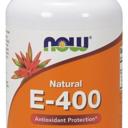 Flacon de vitamine E Now E-400.