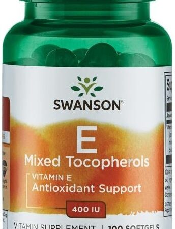 Flacon de vitamine E Swanson aux tocophérols mixtes.