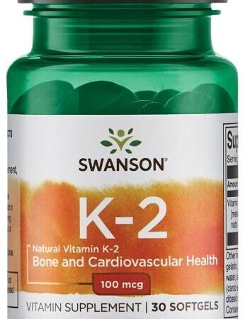Flacon de vitamine K-2 Swanson, santé osseuse et cardiaque.
